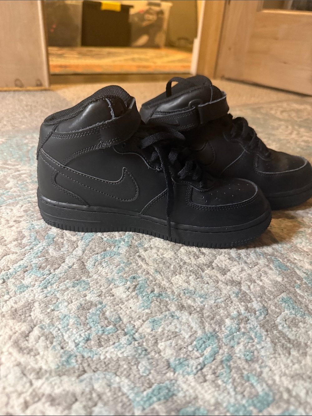 Nike Kids All-Black High-Top Sneakers with Strap